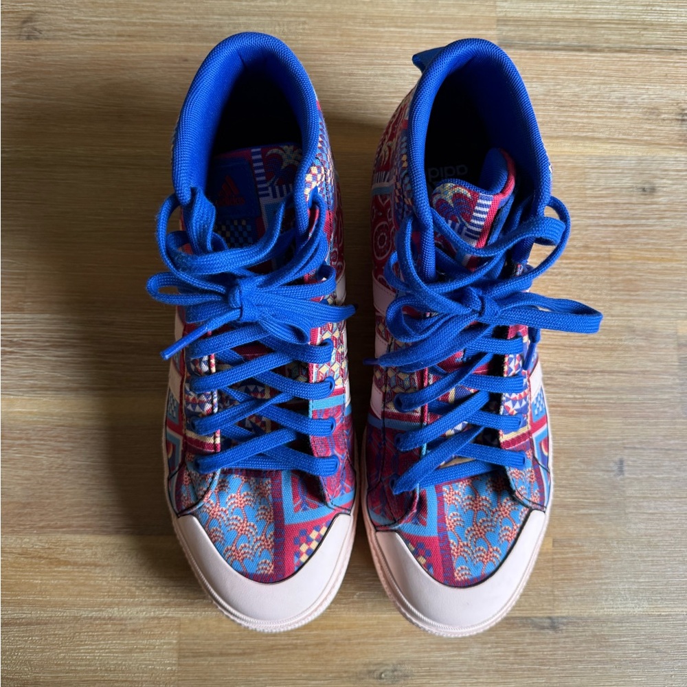 adidas High-Top Platform Sneakers in Red, Blue, Pink - Picture 7 of 15
